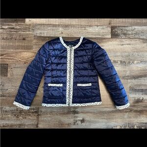 ORIGINAL MARINES Navy Blue Quilted Jacket Ruffles 7 8 Mayoral Ralph Lauren